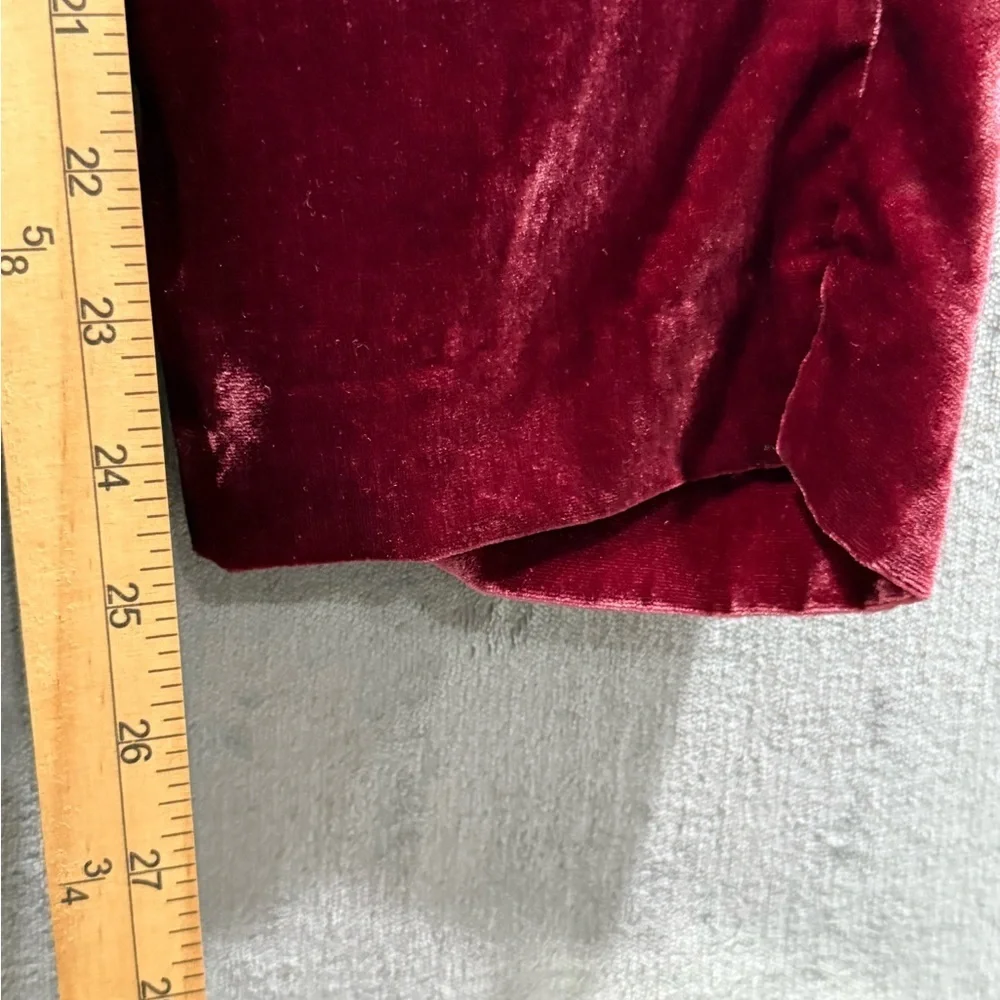 J.Crew Pull On Easy Pant Burgundy Velvet Pants Size 8 Wide Leg